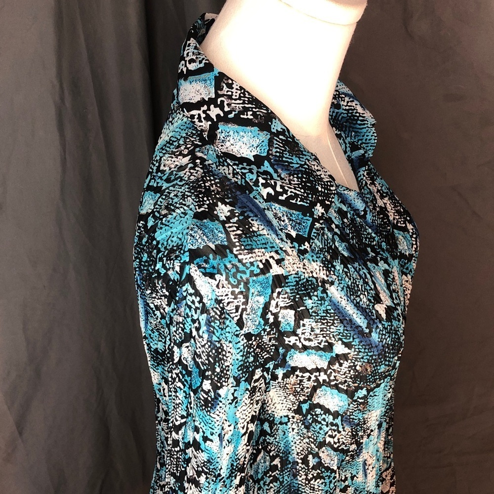 Vintage 90’s Fashion Bug Blue and Black Blouse Size Large - Picture 8 of 15